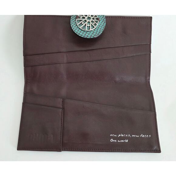 PUMA One World Travel Wallet Passport Holder Faux Snake Teal - Picture 3 of 10